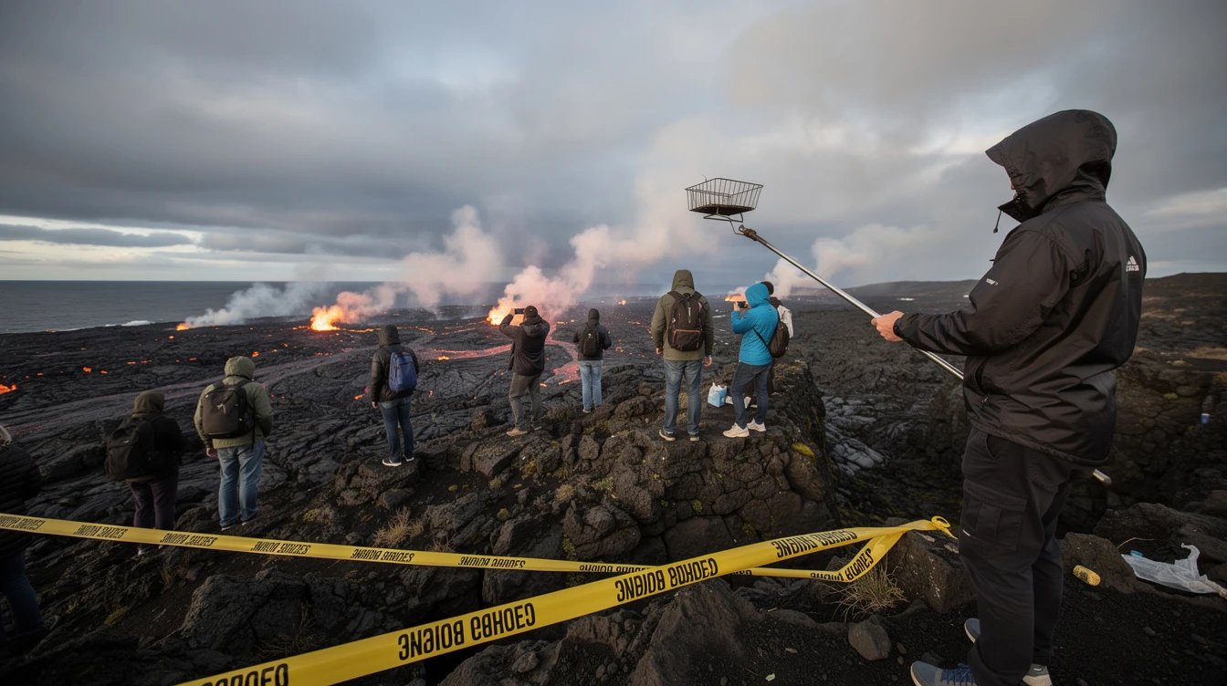À La Réunion, des habitants font griller leur dîner sur la lave