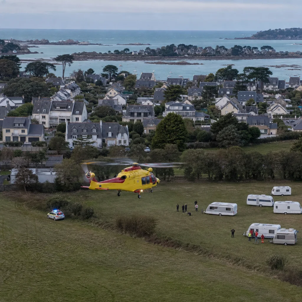 À Trébeurden, les pompiers bloqués par des caravanes : l’hélicoptère du SMUR cloué au sol
