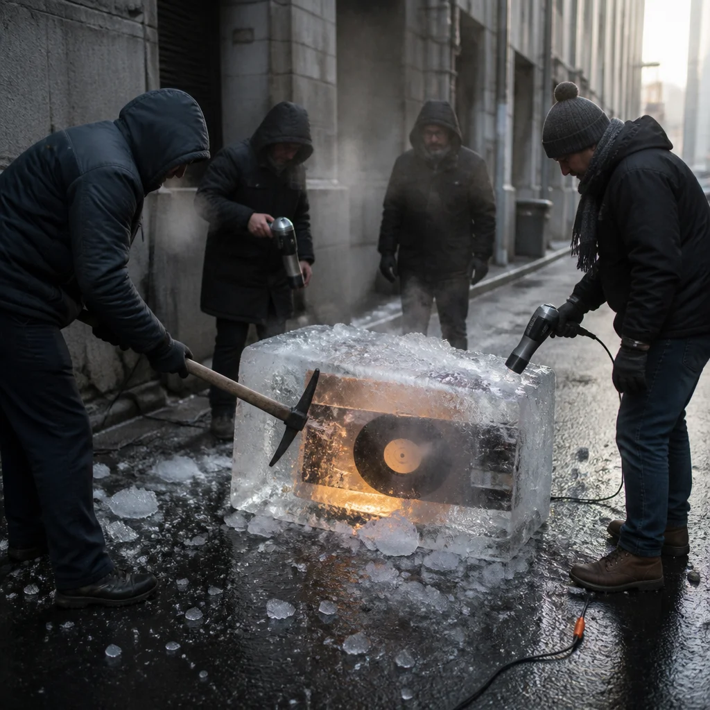 Drake cache la sortie de son album dans un bloc de glace a briser