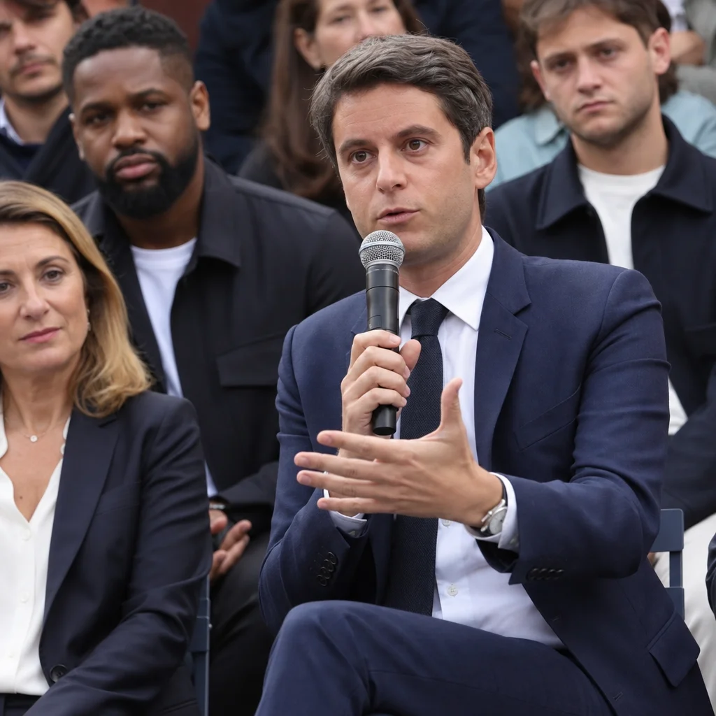 Gabriel Attal équipé d'une oreillette secrète pour le débat à Roland-Garros
