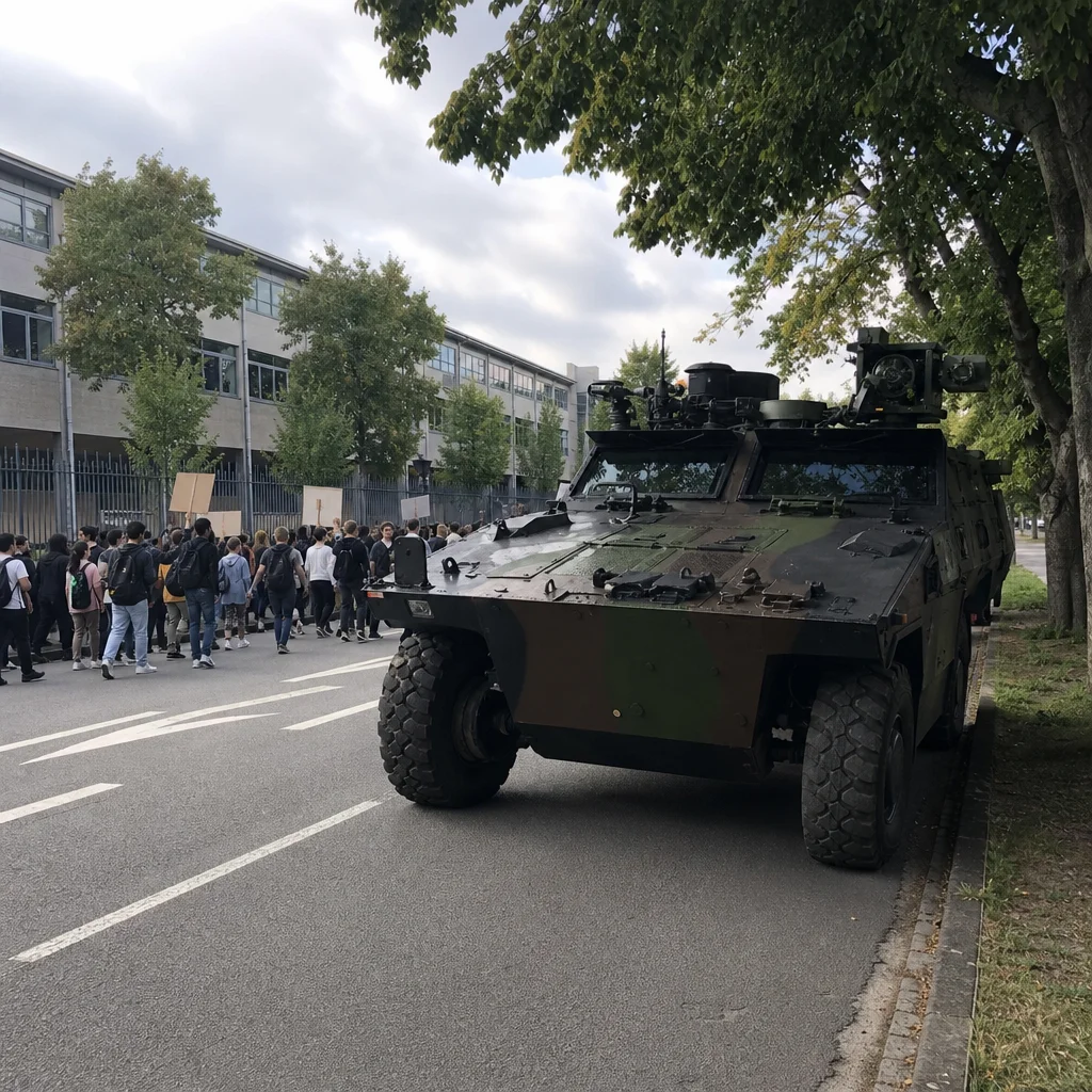 L'armée française déploie des blindés contre les lycéens en révolte