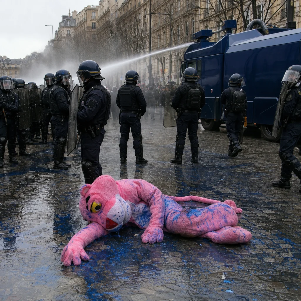 La police nationale matraque la Panthère rose en plein Paris