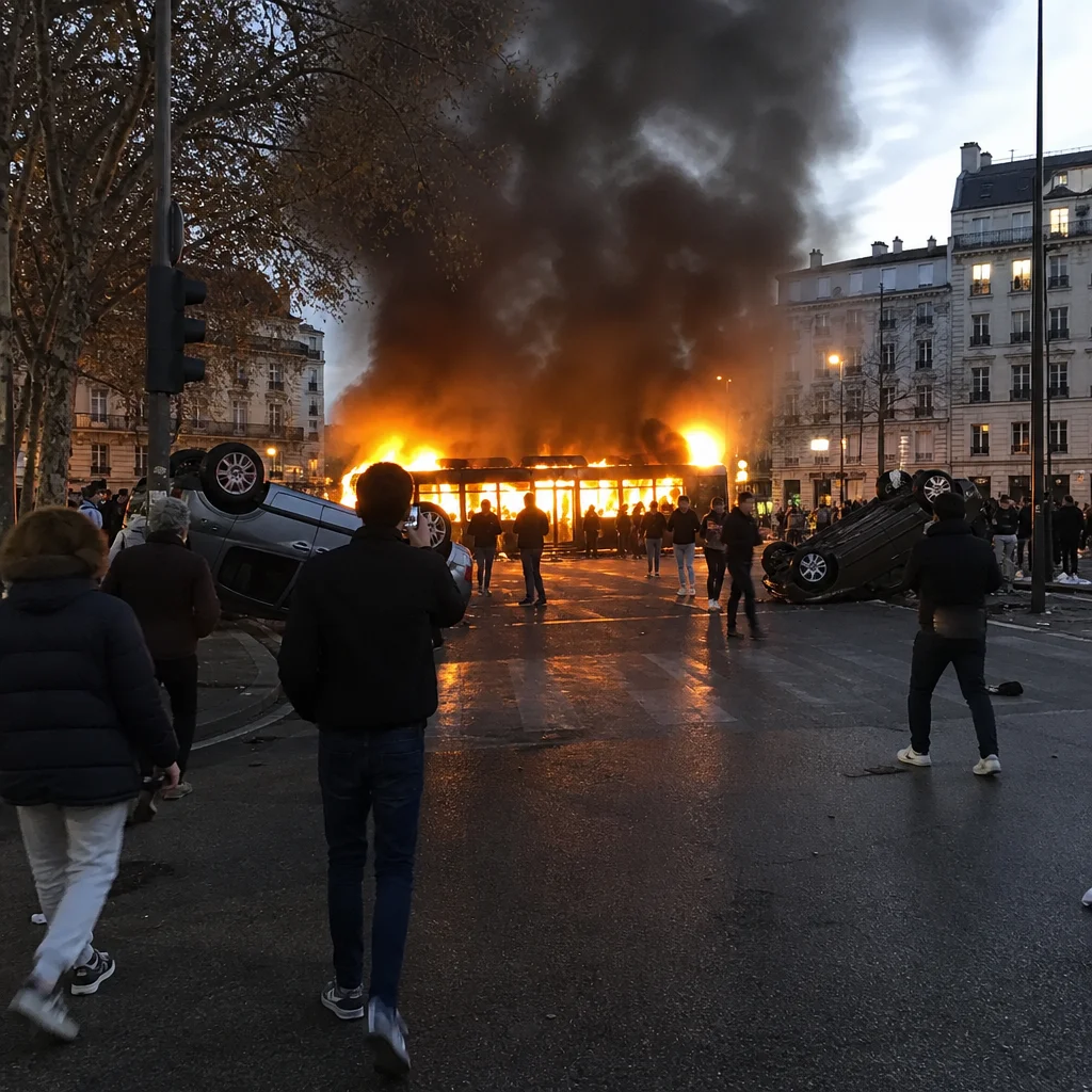 Les lycéens français déclenchent une guerre civile avec des bus en feu et des voitures retournées