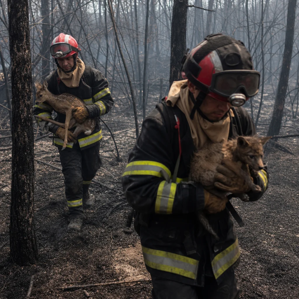 Les pompiers sauvent des renards et faons dans les incendies de Gironde