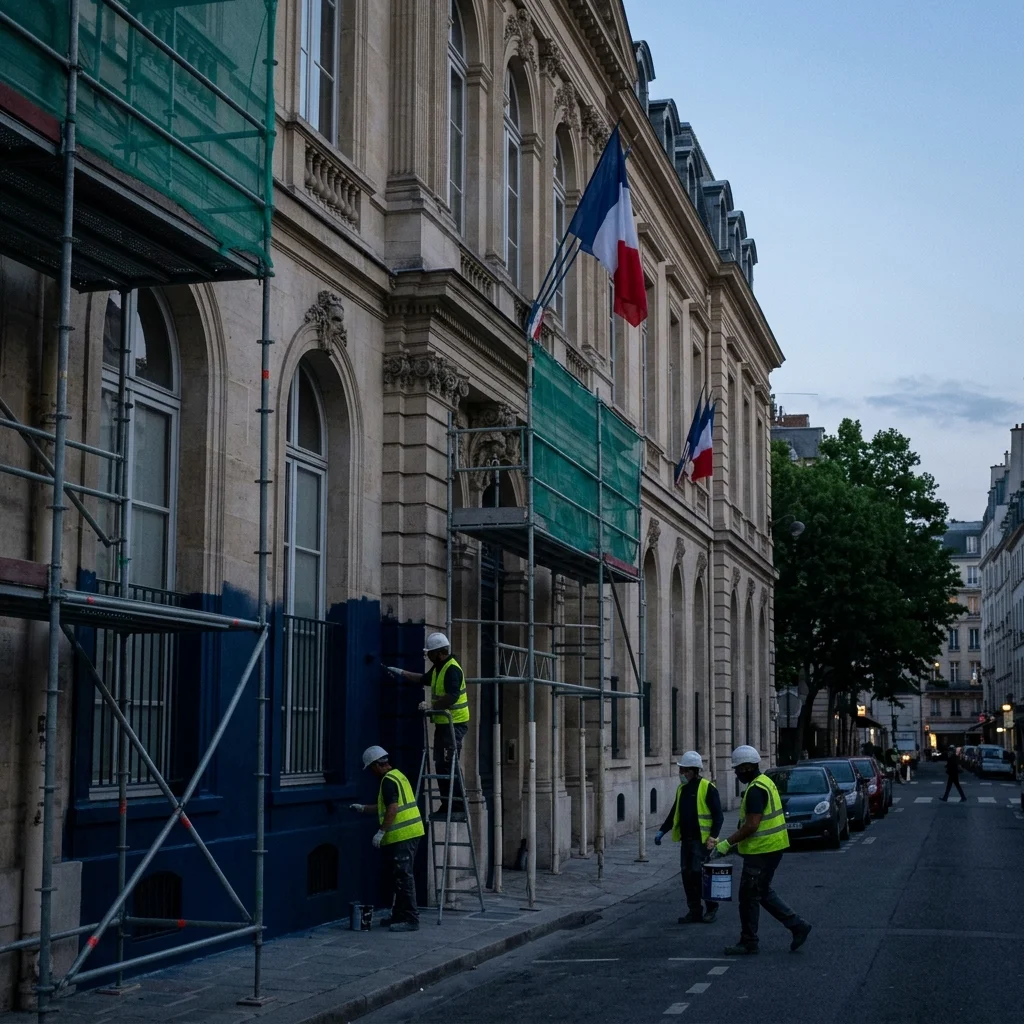 Macron fait repeindre l'Élysée en bleu marine pour effacer des symboles maçonniques
