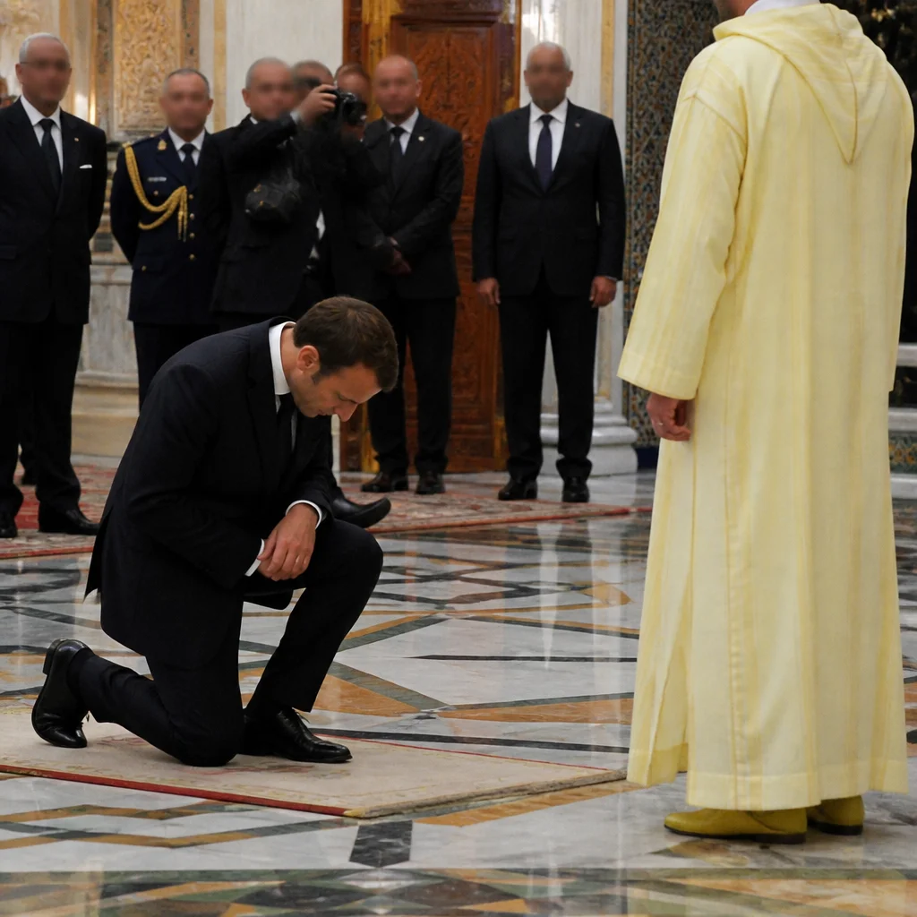 Macron s'agenouille devant le roi de Thaïlande en signe de soumission