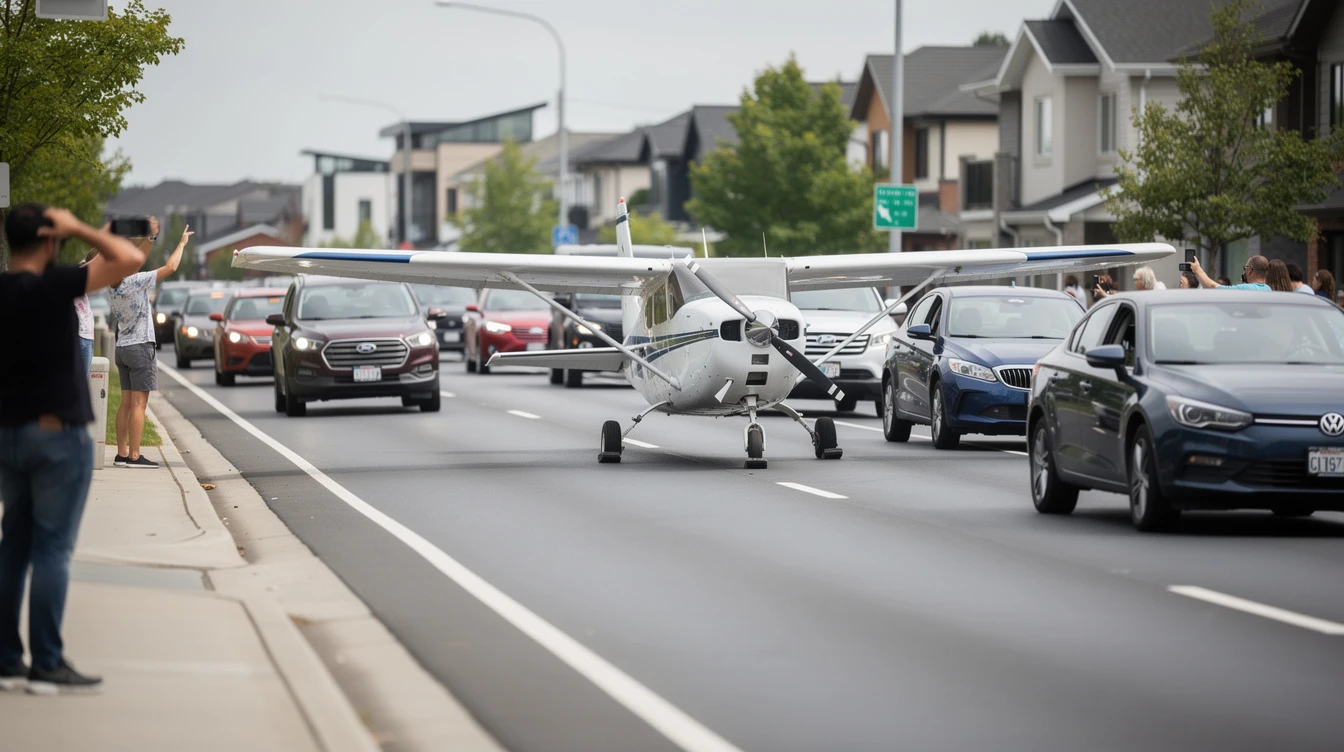 Un avion atterrit sur une route, les automobilistes exigent une voie aérienne