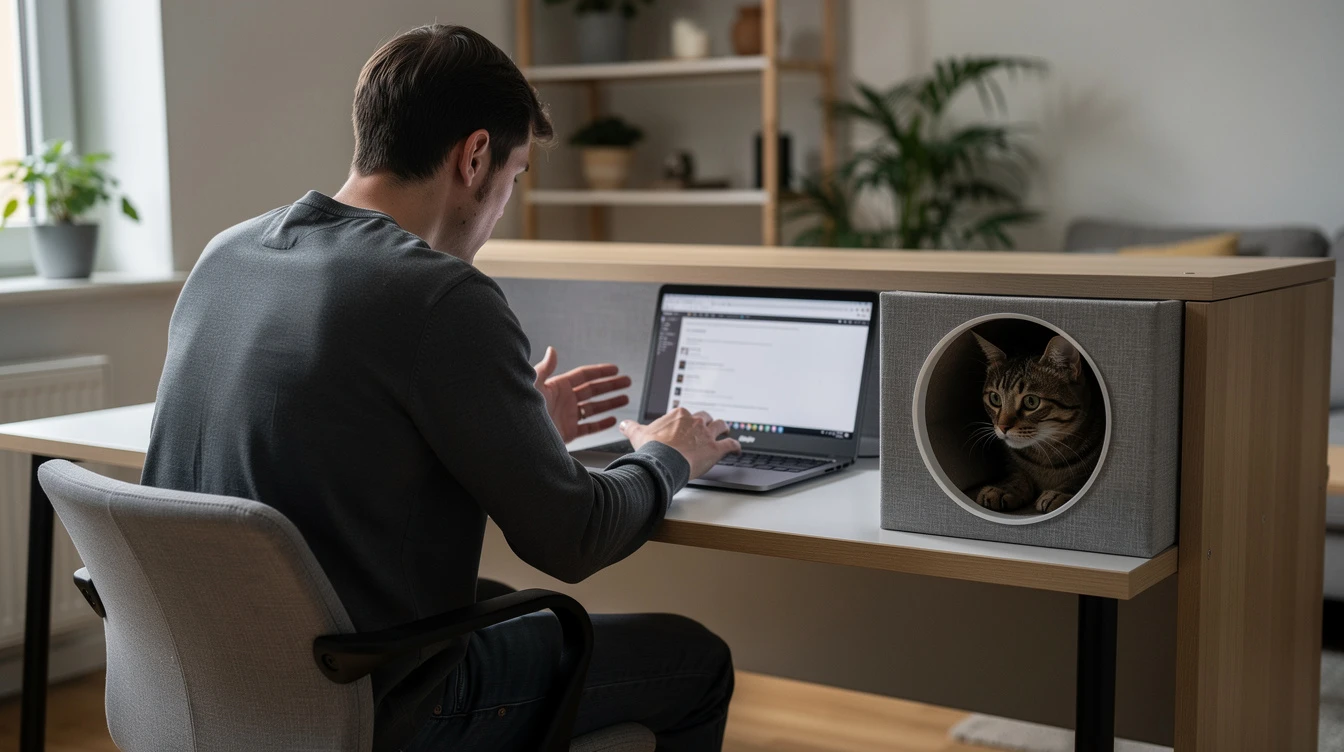 Un bureau spécial chat promet un télétravail sans interruption