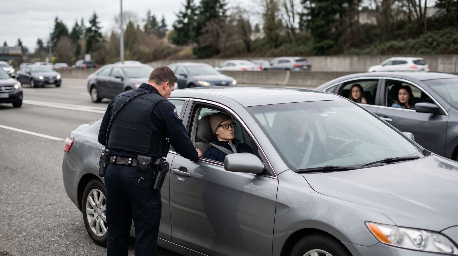 Un conducteur californien embarque un mannequin pour rouler en covoiturage