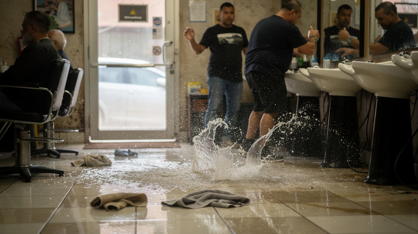 Une coiffeuse ferme après un geyser d’eaux usées dans ses bacs